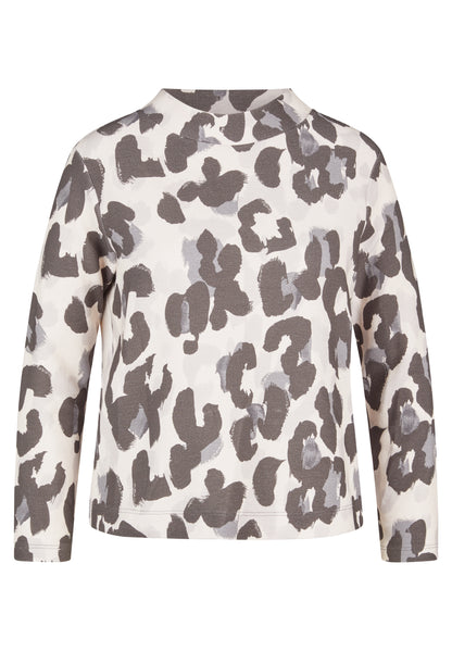 RABE Grey Leopard High Neck Knit Jumper