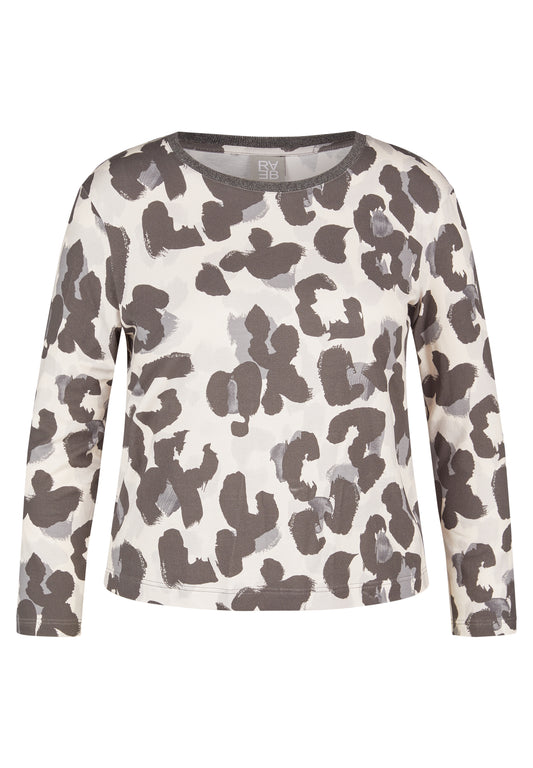 RABE Grey Leopard Jersey Top
