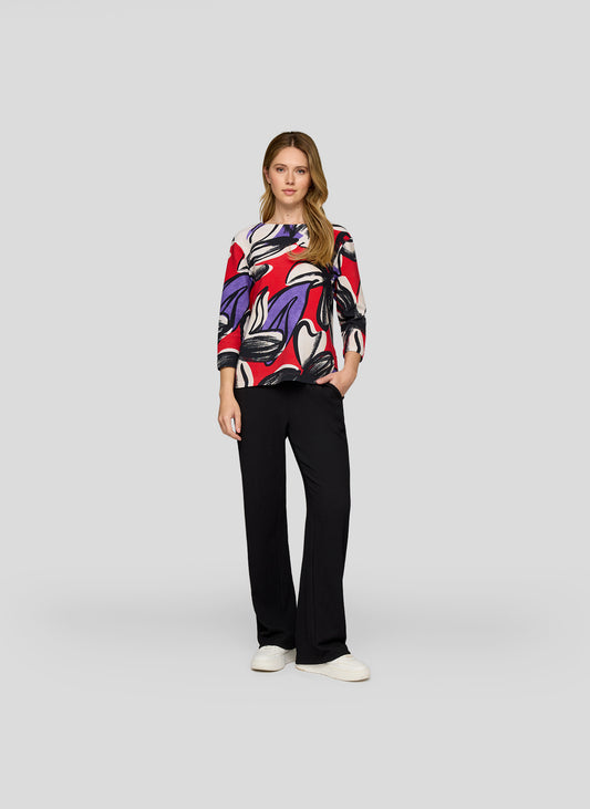 RABE Red Floral Print Top