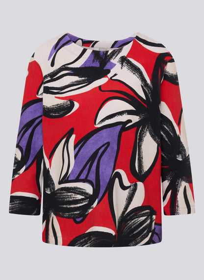 RABE Red Floral Print Top