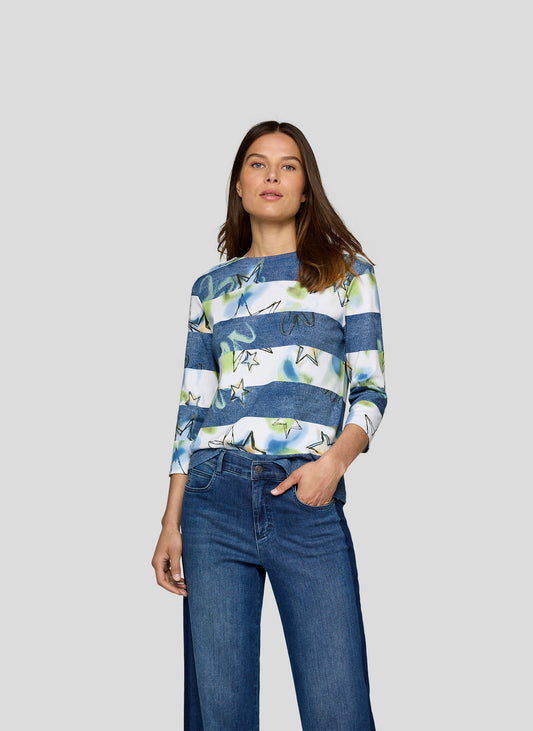 RABE Blue Stripe Jersey Top