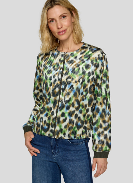 RABE Green Leo Sequin Bomber Jacket