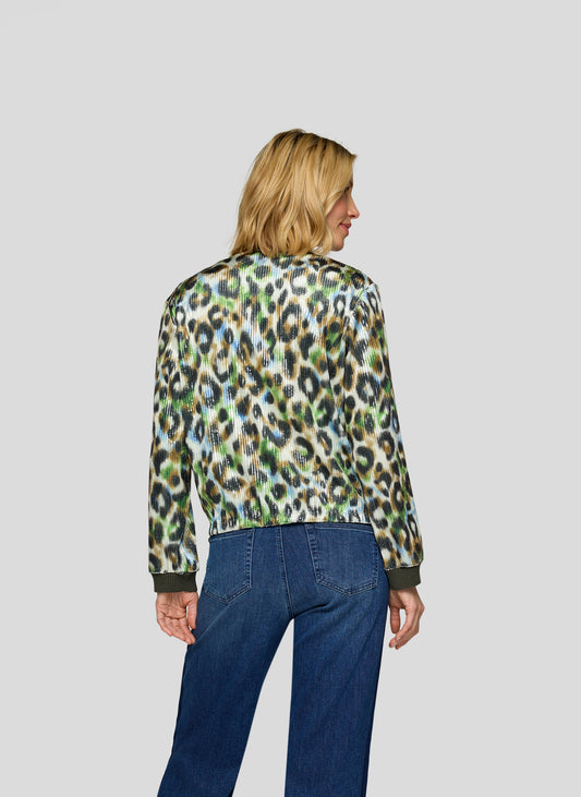 RABE Green Leo Sequin Bomber Jacket