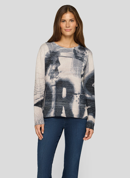 RABE Navy and Cream Shimmer Knit Jumper