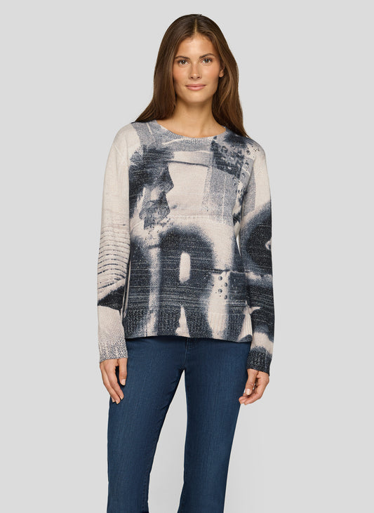 RABE Navy and Cream Shimmer Knit Jumper