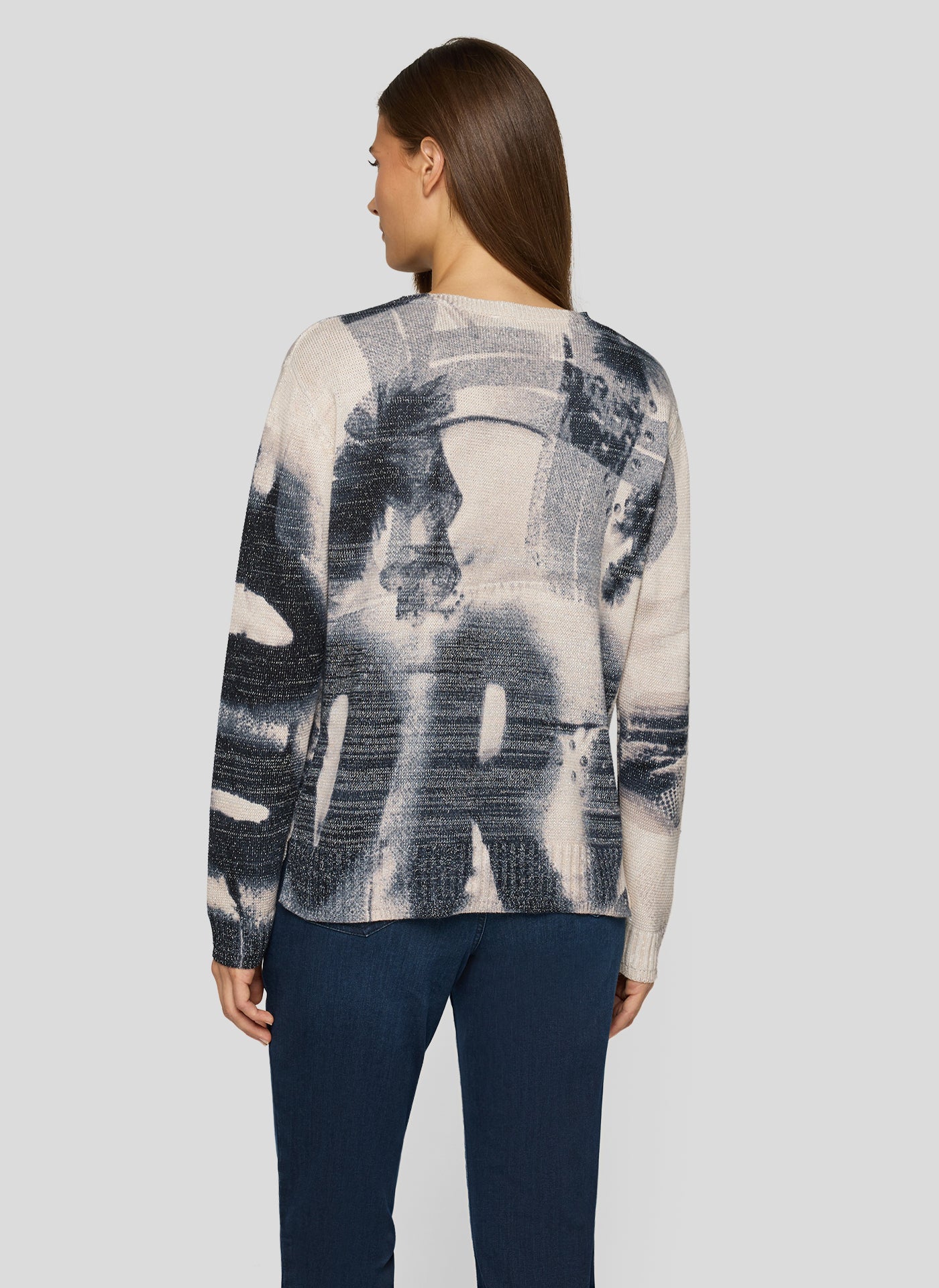 RABE Navy and Cream Shimmer Knit Jumper