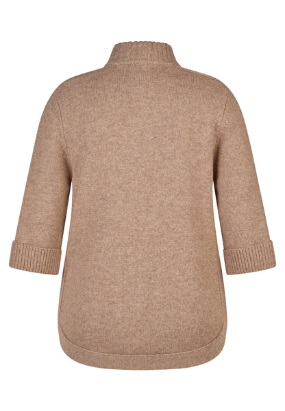 RABE Taupe Knit Zip Longline Cardigan