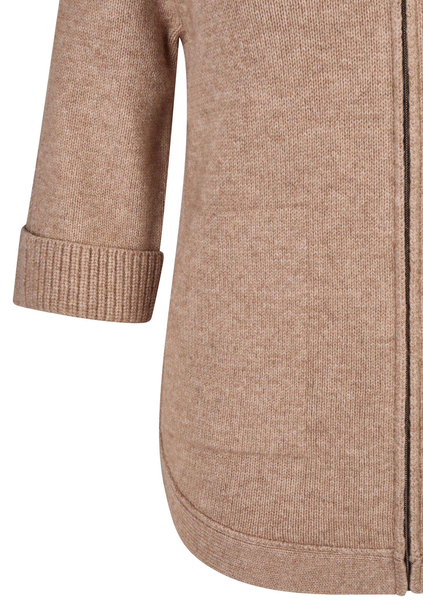 RABE Taupe Knit Zip Longline Cardigan