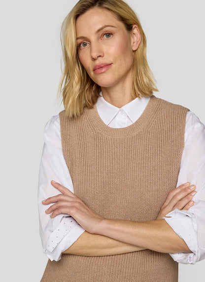 RABE Taupe Stripped Knit Vest
