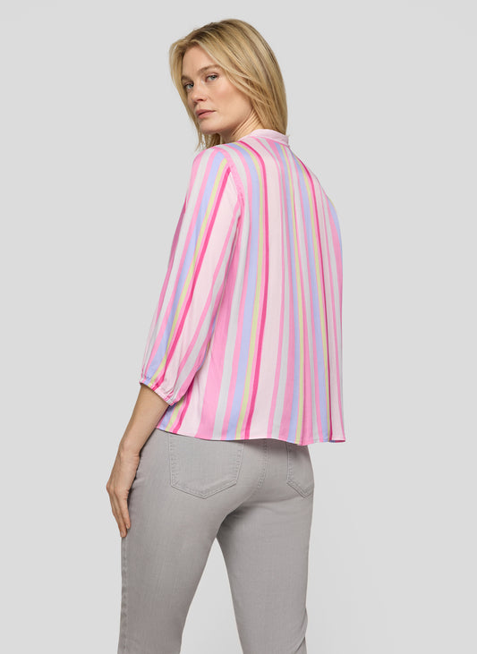 RABE Pink Striped V-Neck Blouse