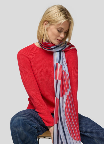 RABE Blue and Vermillion Print Scarf