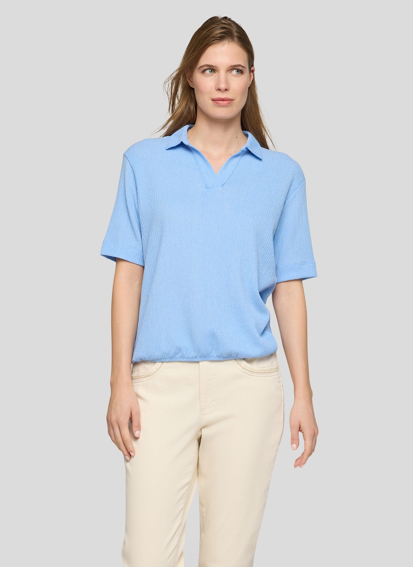 RABE Pale Blue Crepe Polo Shirt