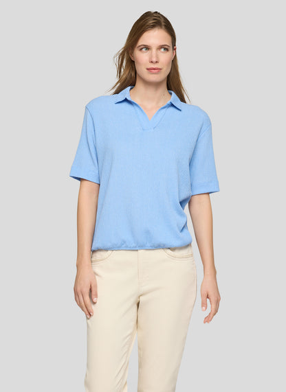 RABE Pale Blue Crepe Polo Shirt