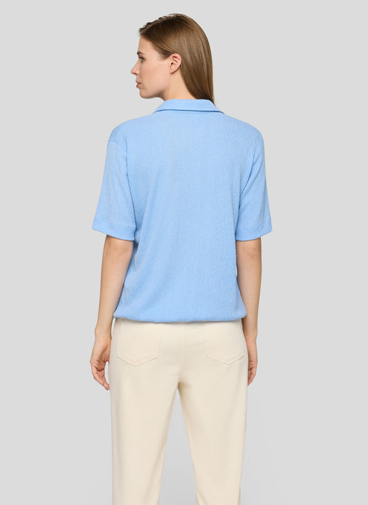 RABE Pale Blue Crepe Polo Shirt
