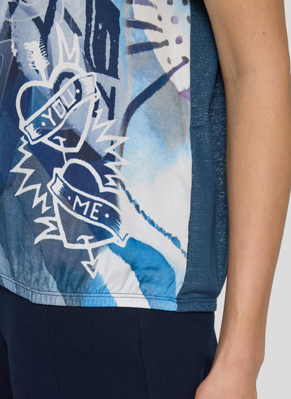 RABE Purple and Blue Patterned Top