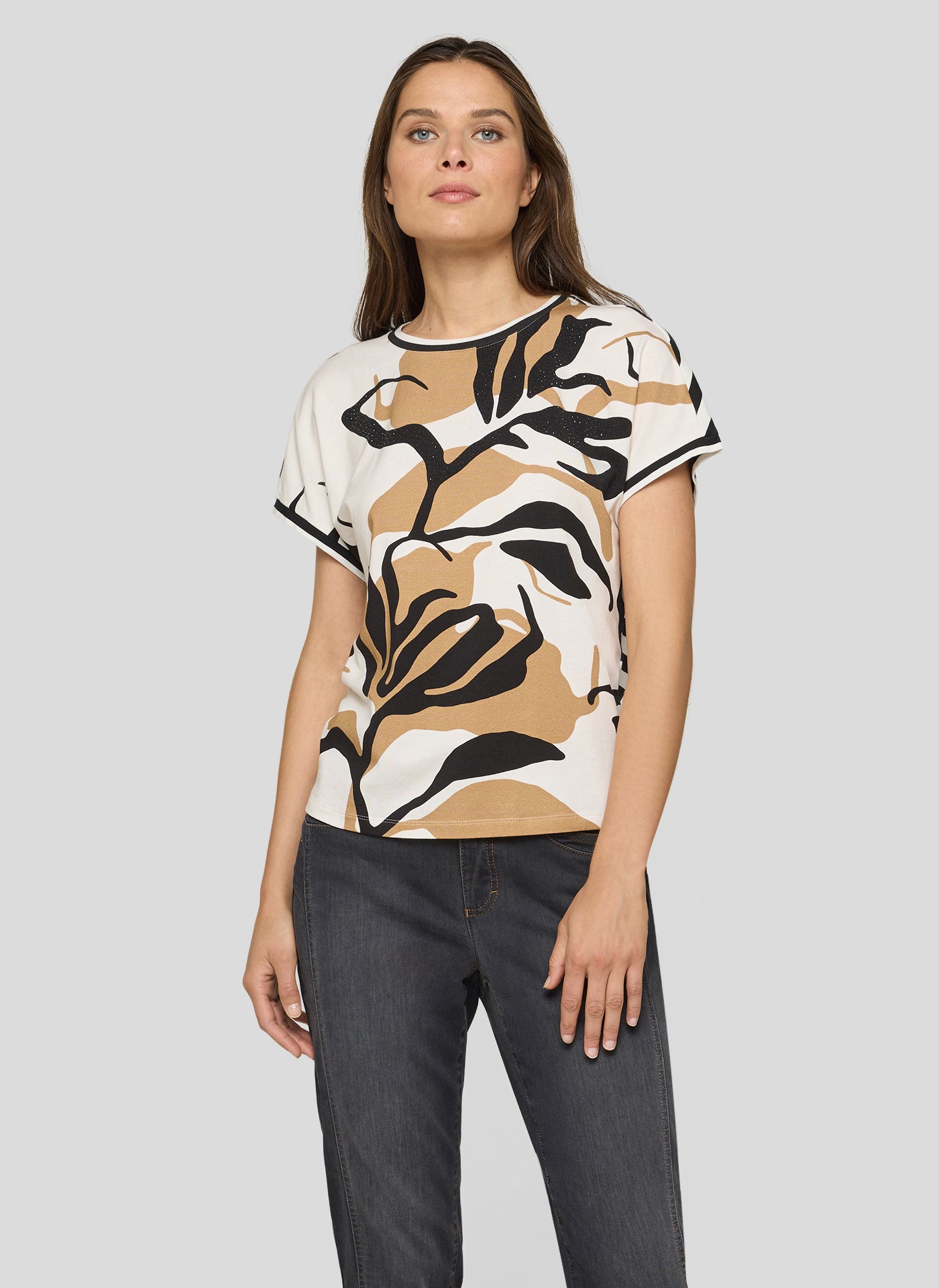 RABE Black and Cream Print Top