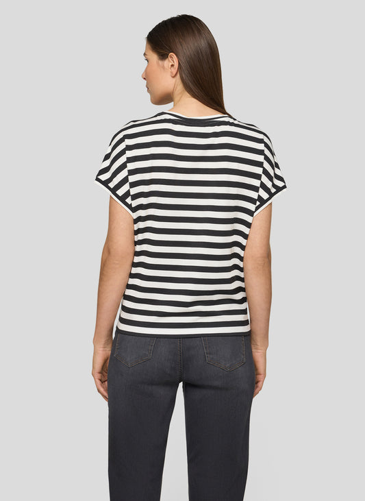 RABE Black and Cream Print Top