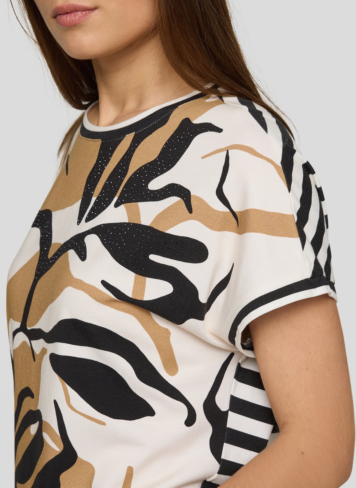 RABE Black and Cream Print Top