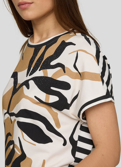 RABE Black and Cream Print Top