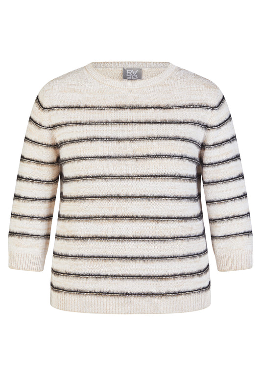 RABE Black Stripe Textured Neuteral Knit