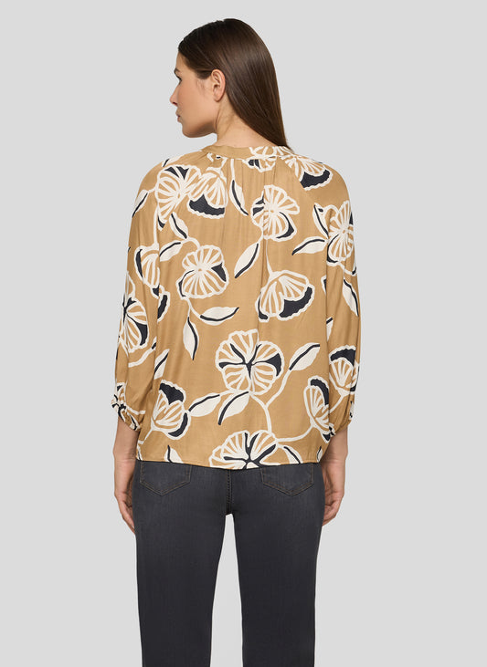 RABE Almond Printed V-Neck Blouse