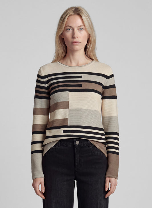 RABE Grey Geometric Block Knit Jumper