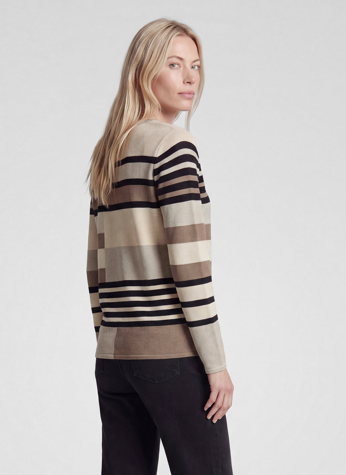RABE Grey Geometric Block Knit Jumper