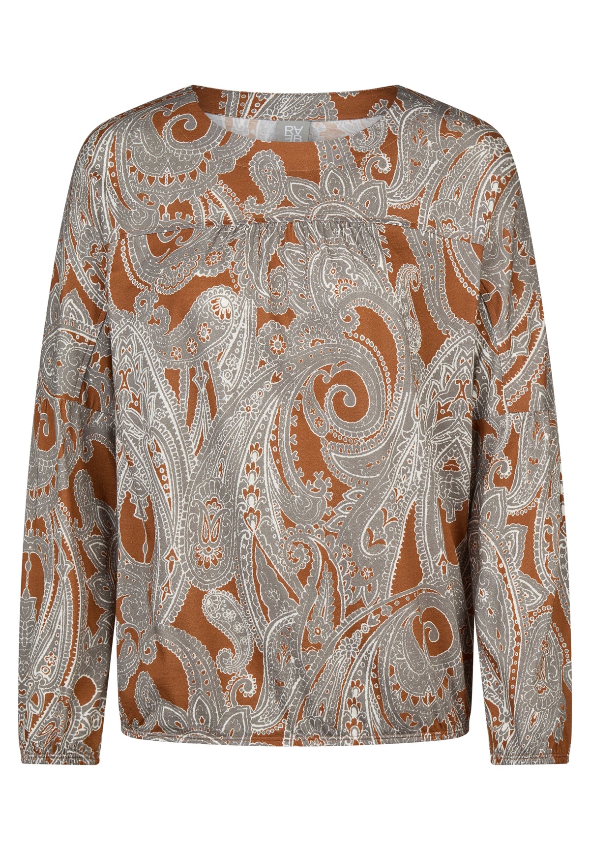 RABE Grey and Cognac Paisley Print Top
