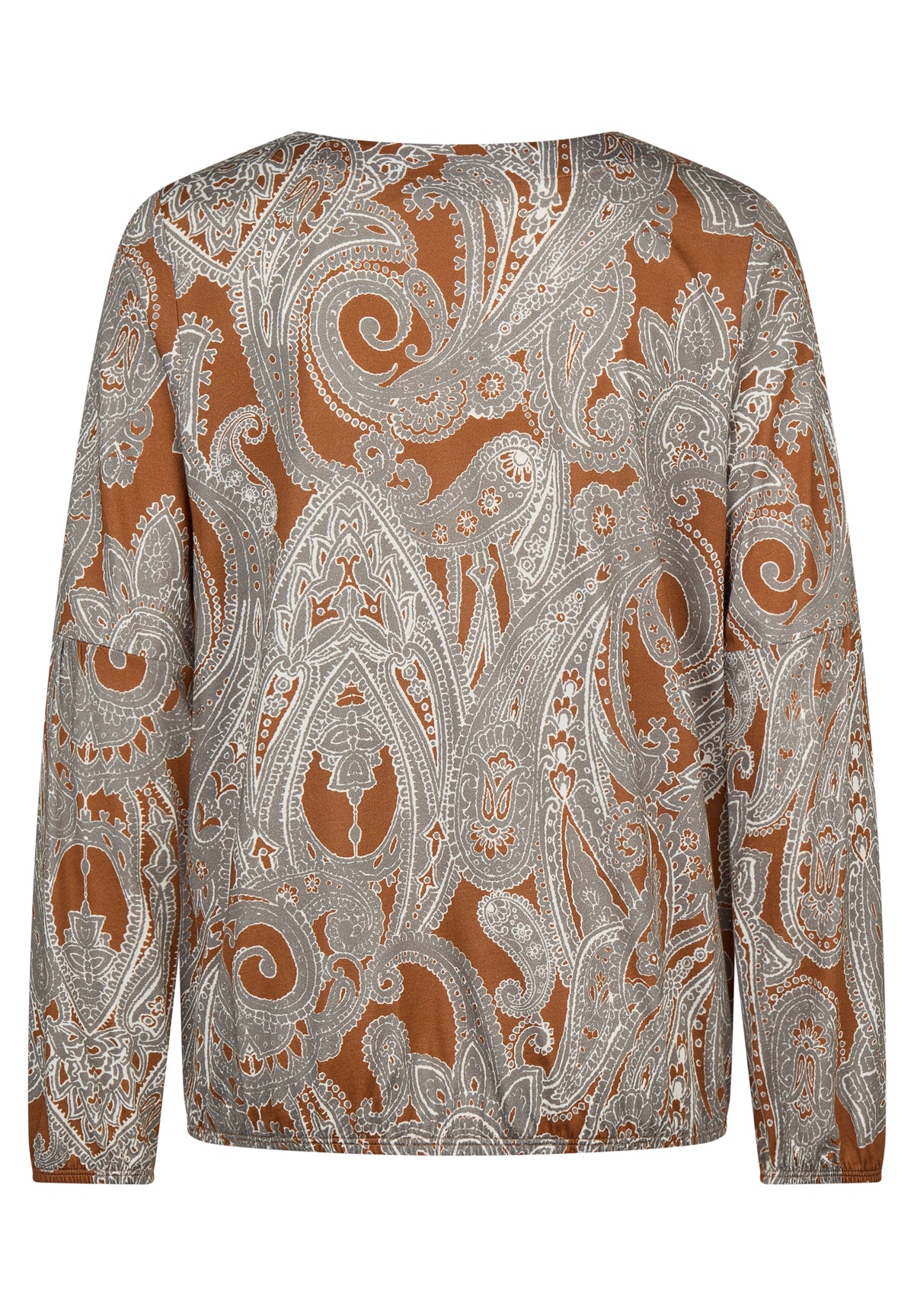 RABE Grey and Cognac Paisley Print Top