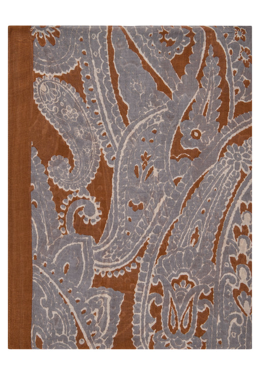 RABE Grey and Cognac Paisley Print Scarf
