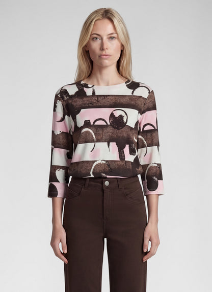 RABE Pink and Brown Stripe Top