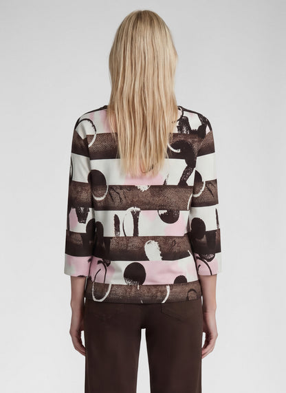 RABE Pink and Brown Stripe Top