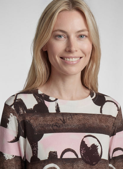 RABE Pink and Brown Stripe Top