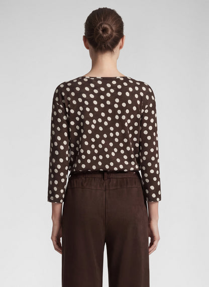 RABE Brown and Cream Polka Dot Top