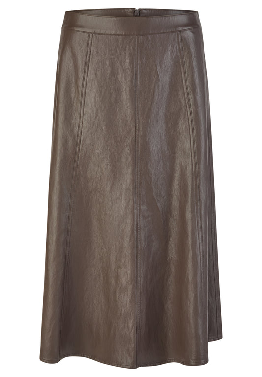 RABE Faux Leather Paneled A-Line Skirt