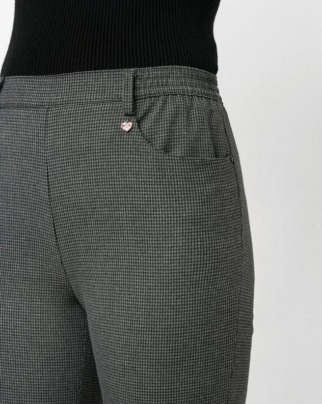 TONI Grey Mini Hounstooth Scarlet Trousers