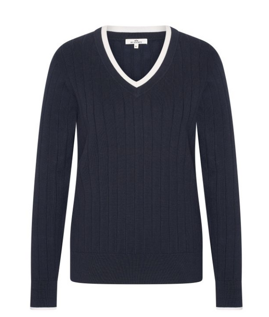 HV Society Navy Knit V-Neck Jumper