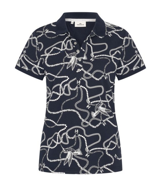 HV Society Navy Chain Print Poloshirt Top