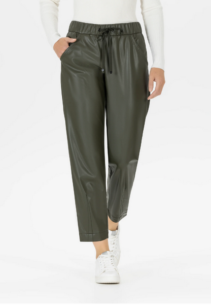 Stehmann Green Barrel Leg Faux Leather Joggers