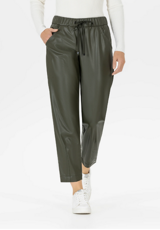 Stehmann Green Barrel Leg Faux Leather Joggers