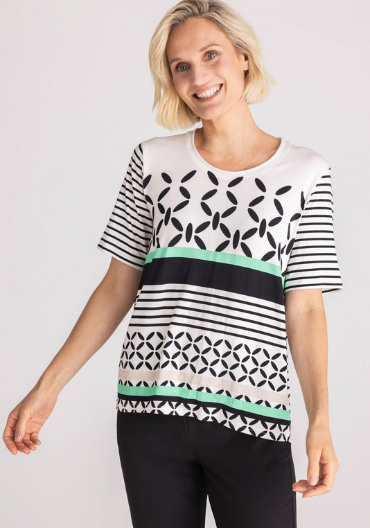 Frank Walder Green Stripe Jersey Top