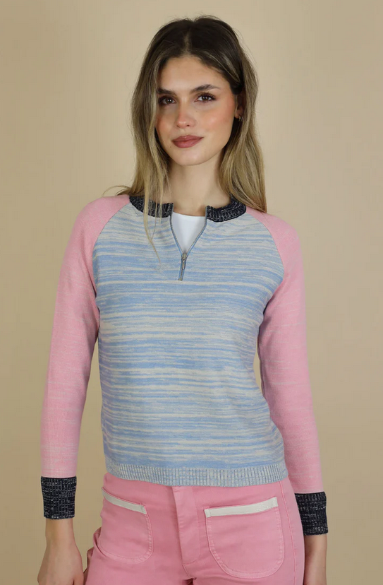 No2moro Pink and Blue Knit Jumper