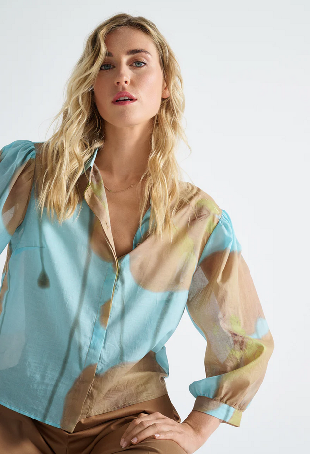 Marie Méro Turquise and Camel Shirt