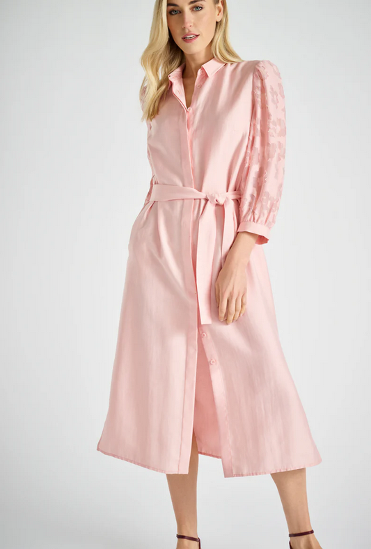 Marie Méro Pink Lace Detail Shirtdress