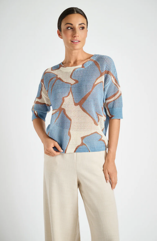 Marie Méro Crochet Knit Blue Jumper