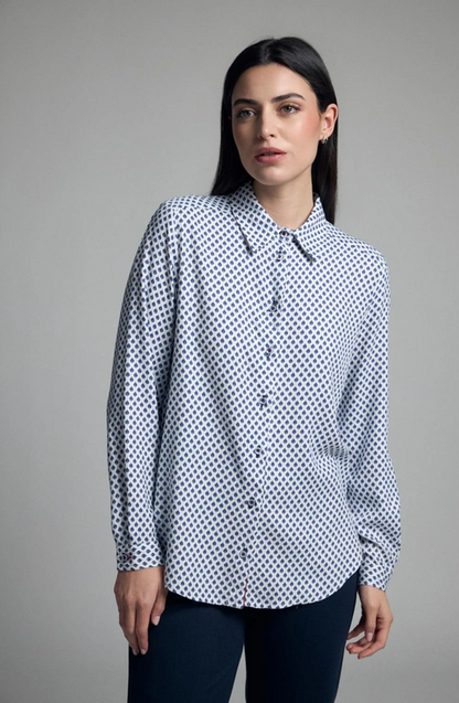 TINTA Raelia Blue Geo Print Shirt