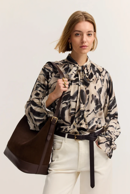 BUGATTI Cream and Black Bow Blouse