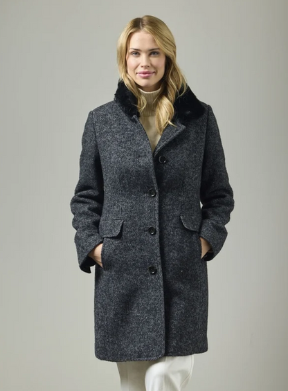 JUNGE Charcoal Chanel Wool Blend Coat
