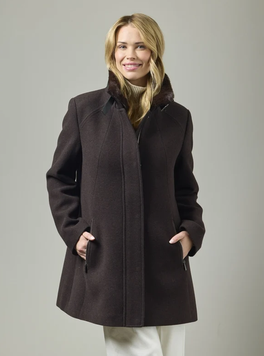 JUNGE Omega Wool Blend Espresso Coat