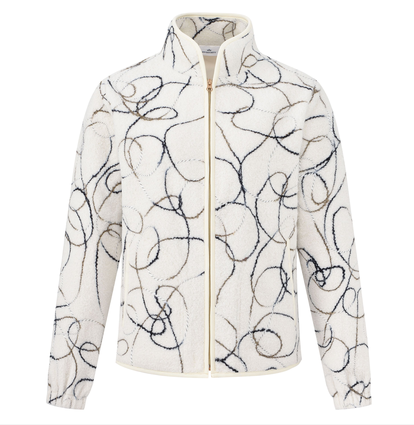 HV Society Liz Off-White Swirl Pattern Zip Fleece Jacket